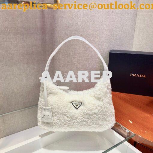 Replica Prada Re-edition 2000 Shearling Mini-bag 1NE515 White 2