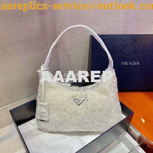 Replica Prada Re-edition 2000 Shearling Mini-bag 1NE515 White 3