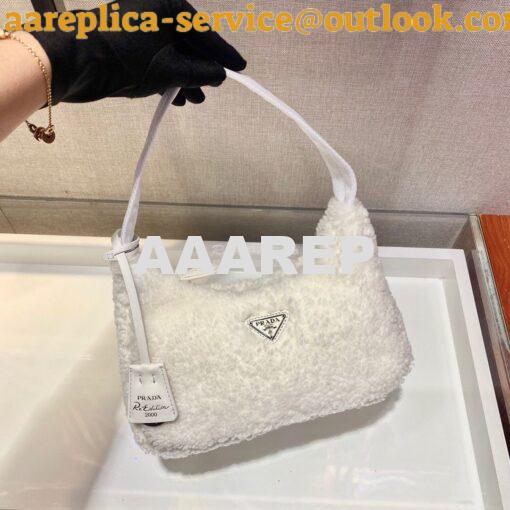 Replica Prada Re-edition 2000 Shearling Mini-bag 1NE515 White 4