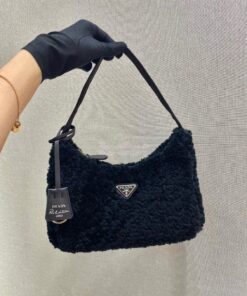 Replica Prada Re-edition 2000 Shearling Mini-bag 1NE515 Black