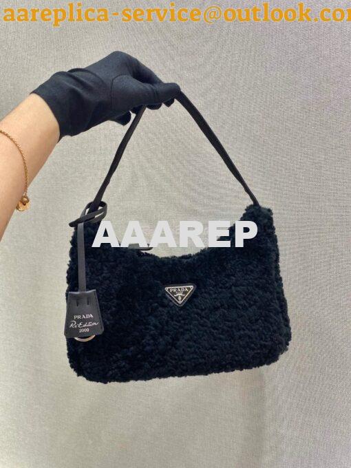 Replica Prada Re-edition 2000 Shearling Mini-bag 1NE515 Black