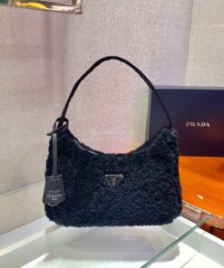 Replica Prada Re-edition 2000 Shearling Mini-bag 1NE515 Black 2