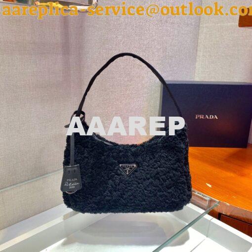 Replica Prada Re-edition 2000 Shearling Mini-bag 1NE515 Black 2