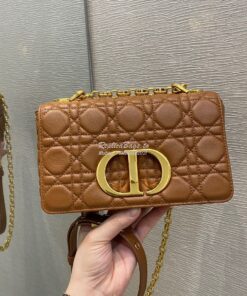 Replica Dior Small Caro Bag Soft Cannage Calfskin M9241 Cognac