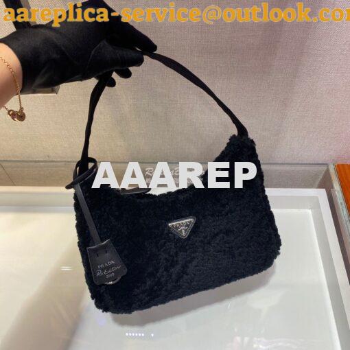 Replica Prada Re-edition 2000 Shearling Mini-bag 1NE515 Black 4