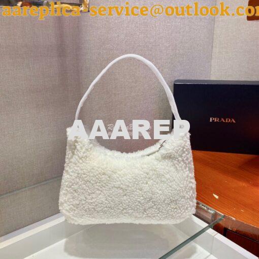 Replica Prada Re-edition 2000 Shearling Mini-bag 1NE515 White 6