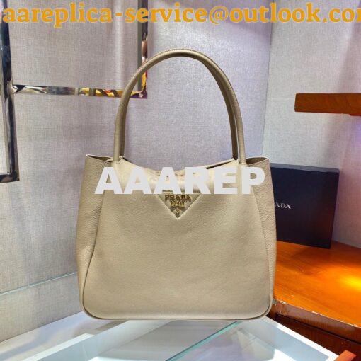 Replica Prada Medium Leather Handbag 1BC142 Beige 2