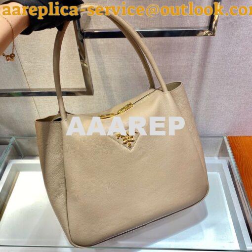 Replica Prada Medium Leather Handbag 1BC142 Beige 3