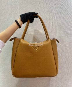 Replica Prada Medium Leather Handbag 1BC142 Cognac