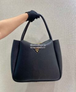 Replica Prada Medium Leather Handbag 1BC142 Black