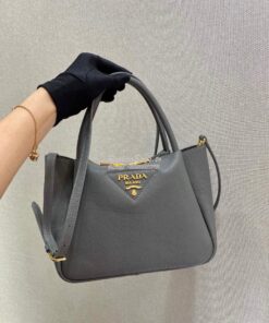 Replica Prada Small Leather Handbag 1BC145 Grey