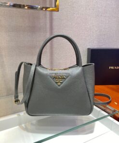 Replica Prada Small Leather Handbag 1BC145 Grey 2