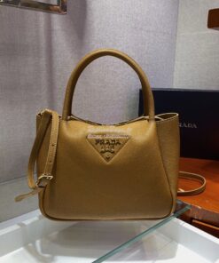 Replica Prada Small Leather Handbag 1BC145 Caramel 2