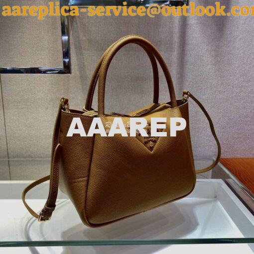 Replica Prada Small Leather Handbag 1BC145 Caramel 4