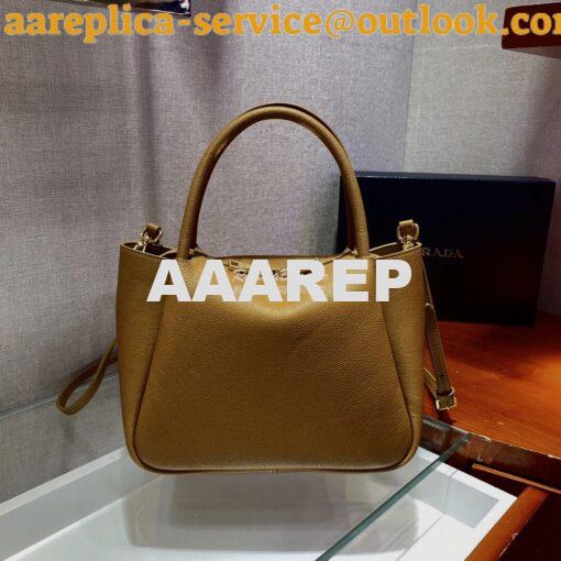 Replica Prada Small Leather Handbag 1BC145 Caramel 8