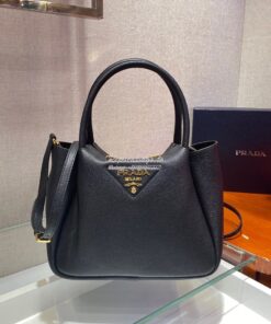 Replica Prada Small Leather Handbag 1BC145 Black 2