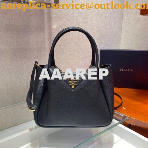 Replica Prada Small Leather Handbag 1BC145 Black 2