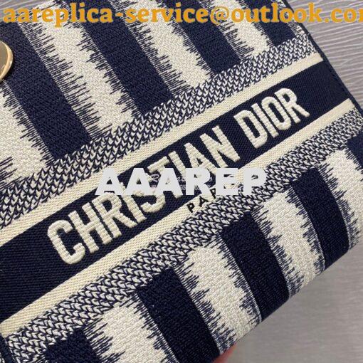 Replica Dior Medium Lady D-lite Bag Blue D-Stripes Embroidery 5