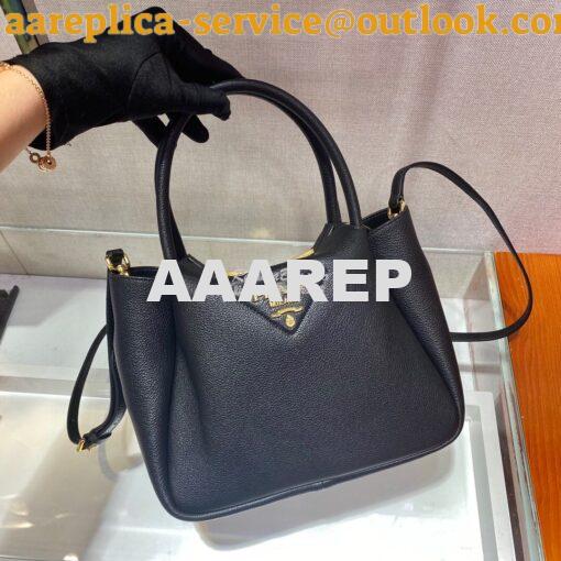 Replica Prada Small Leather Handbag 1BC145 Black 3