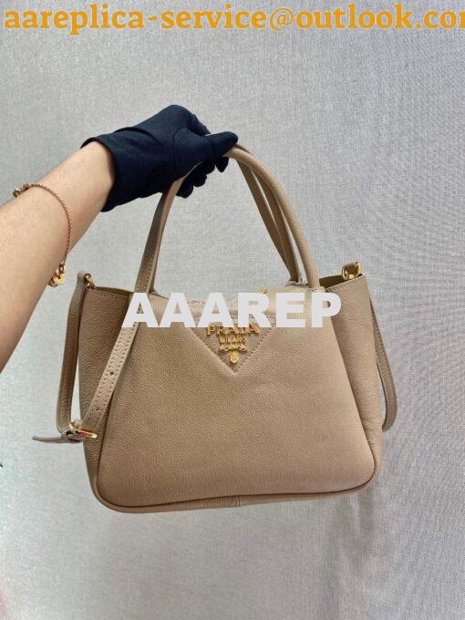 Replica Prada Small Leather Handbag 1BC145 Beige