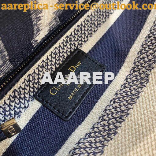 Replica Dior Medium Lady D-lite Bag Blue D-Stripes Embroidery 7