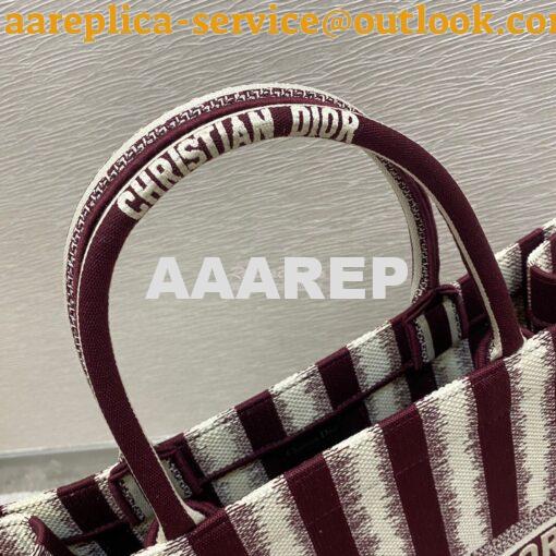 Replica Dior Book Tote Burgundy D-Stripes Embroidery Canvas Bag 3