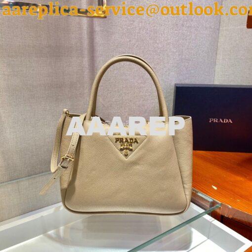 Replica Prada Small Leather Handbag 1BC145 Beige 2