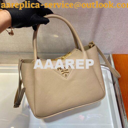 Replica Prada Small Leather Handbag 1BC145 Beige 3