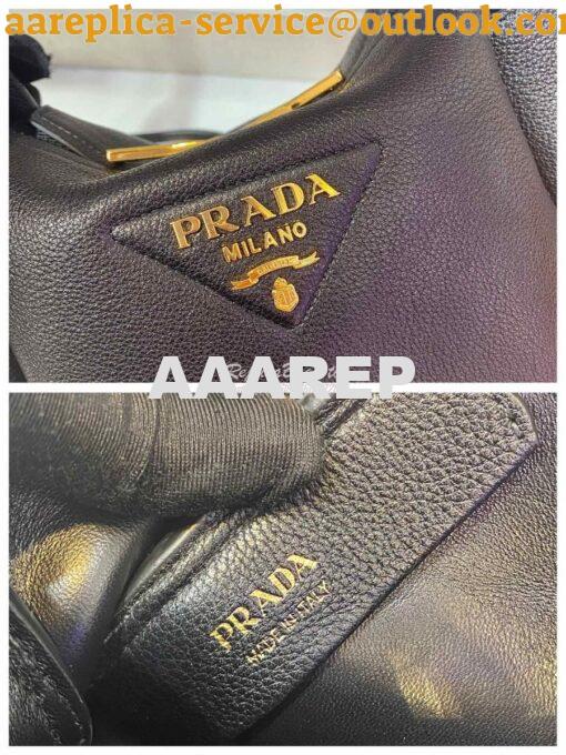 Replica Prada Small Leather Handbag 1BC145 Black 6