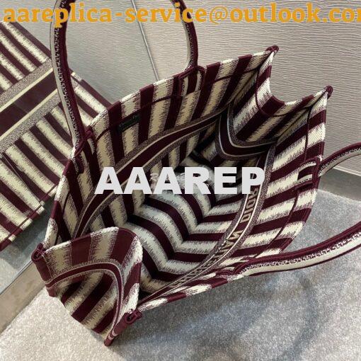 Replica Dior Book Tote Burgundy D-Stripes Embroidery Canvas Bag 5