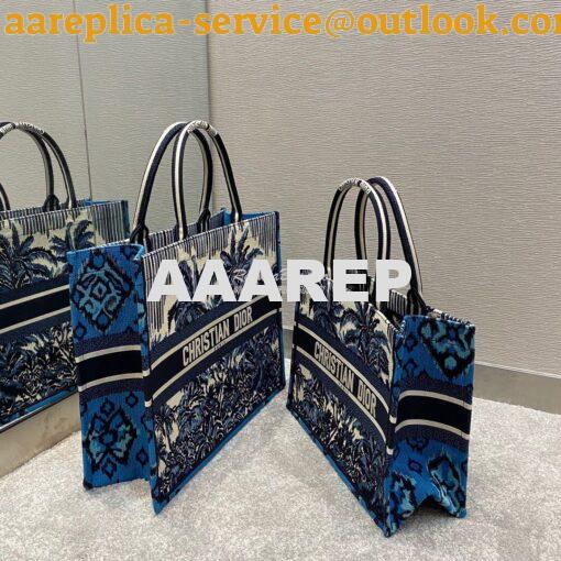 Replica Dior Book Tote Blue Dior Palms Embroidery Canvas Bag 2