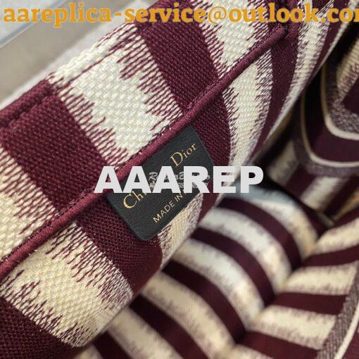 Replica Dior Book Tote Burgundy D-Stripes Embroidery Canvas Bag 6