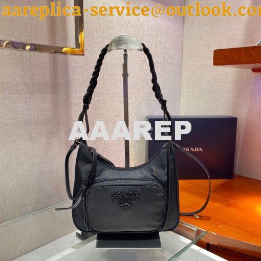 Replica Prada Nylon Hobo Bag with Braided Strap 1BC123 2