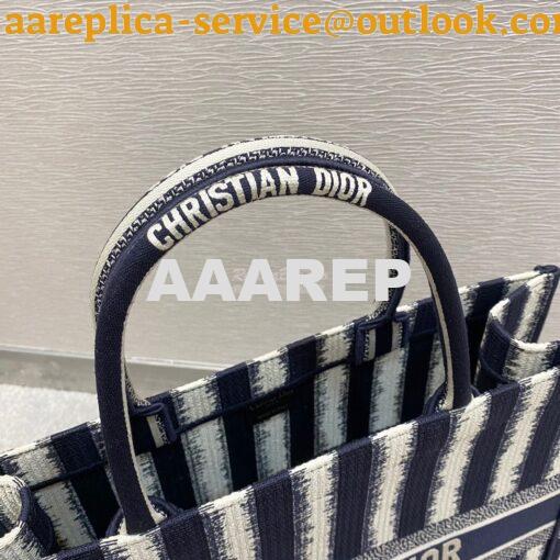 Replica Dior Book Tote Blue D-Stripes Embroidery Canvas Bag 3