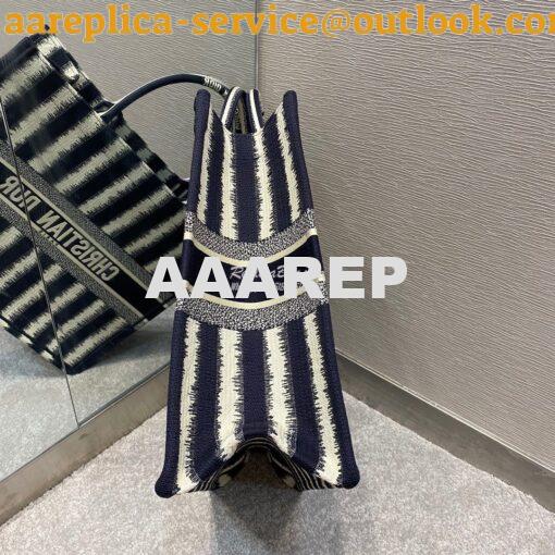 Replica Dior Book Tote Blue D-Stripes Embroidery Canvas Bag 4