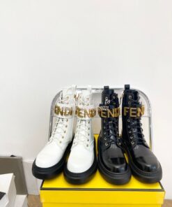 Replica Fendi Fendigraphy White leather biker boots 8T8355