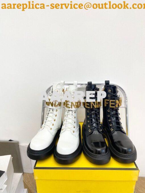 Replica Fendi Fendigraphy White leather biker boots 8T8355