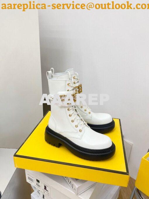 Replica Fendi Fendigraphy White leather biker boots 8T8355 2