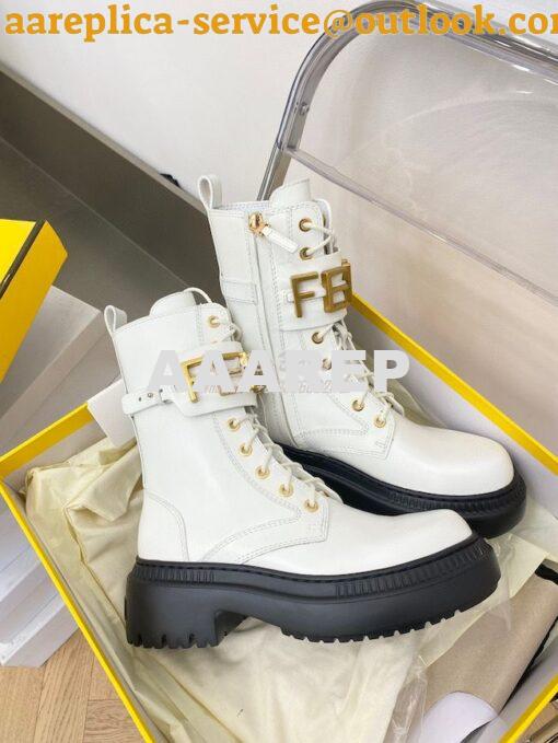 Replica Fendi Fendigraphy White leather biker boots 8T8355 4