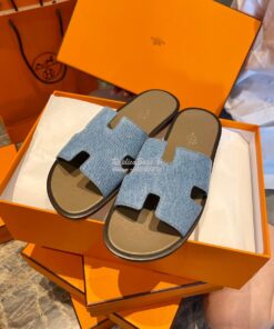 Replica Hermes Izmir Sandals Denim Blue H181403