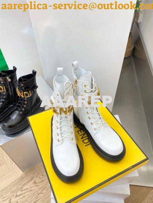 Replica Fendi Fendigraphy White leather biker boots 8T8355 5