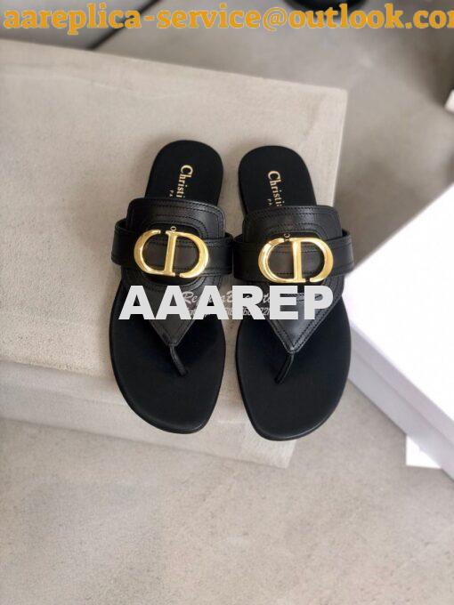 Replica Dior 30 Montaigne Flat Thong KCQ386 Black 3