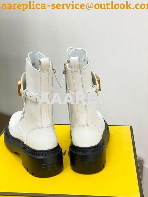 Replica Fendi Fendigraphy White leather biker boots 8T8355 7