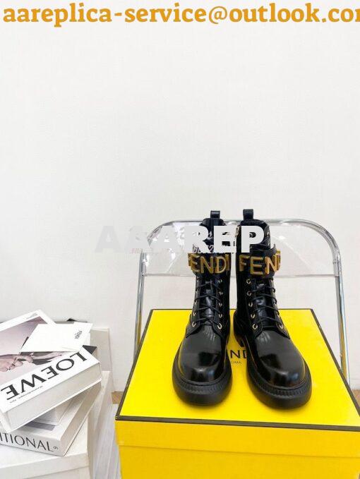 Replica Fendi Fendigraphy Black leather biker boots 8T8355 3