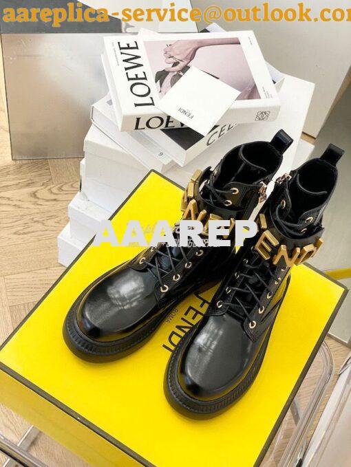 Replica Fendi Fendigraphy Black leather biker boots 8T8355 4