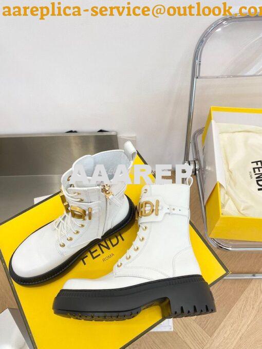 Replica Fendi Fendigraphy White leather biker boots 8T8355 8