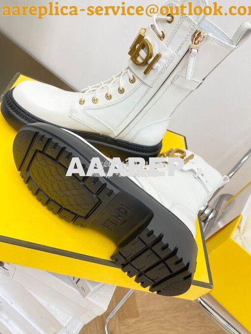 Replica Fendi Fendigraphy White leather biker boots 8T8355 9