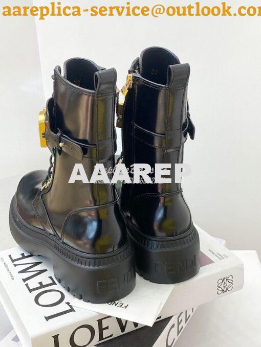 Replica Fendi Fendigraphy Black leather biker boots 8T8355 8