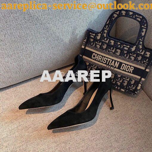 Replica Dior D-Moi Pump Black Suede Lambskin KDP487 3