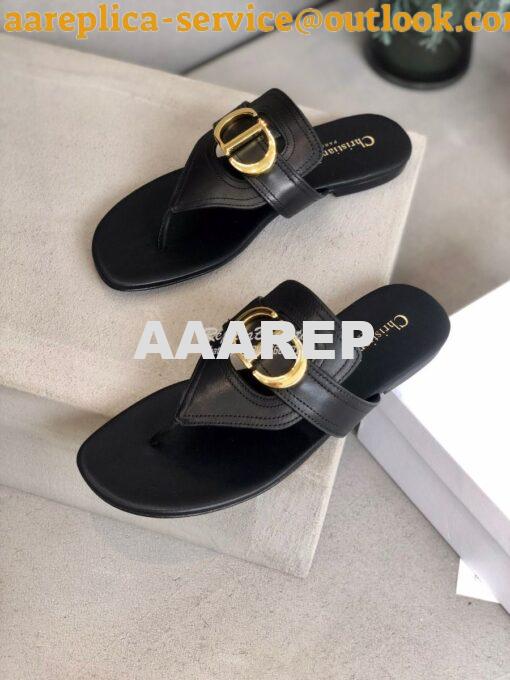 Replica Dior 30 Montaigne Flat Thong KCQ386 Black 6